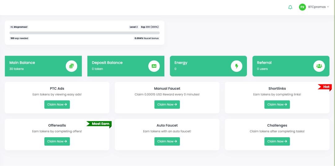 ClaimCrypto - Dashboard