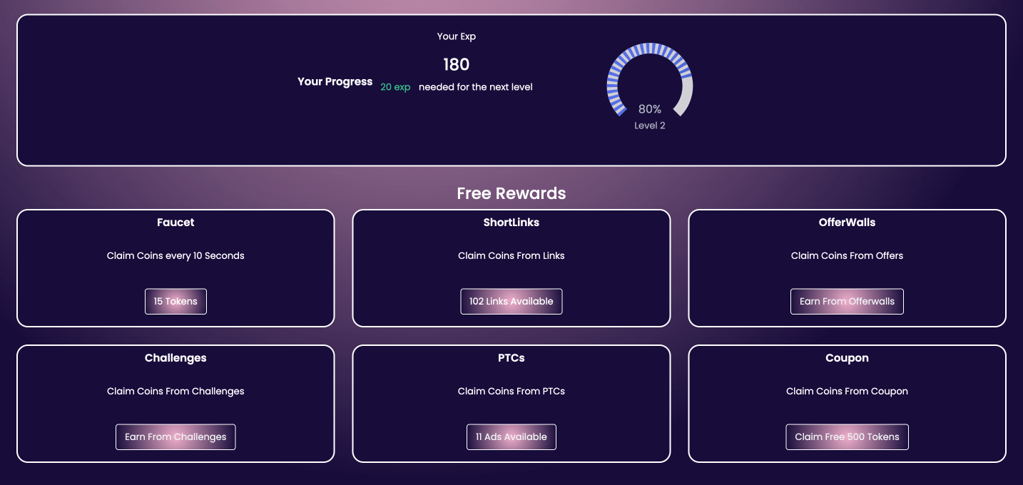 Claimcoin - Dashboard