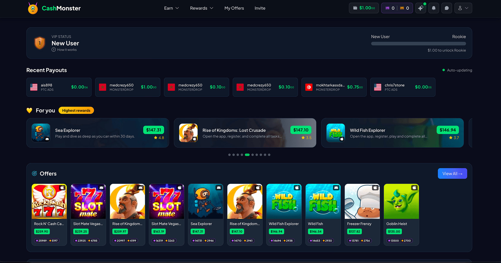 CashMonster Dashboard