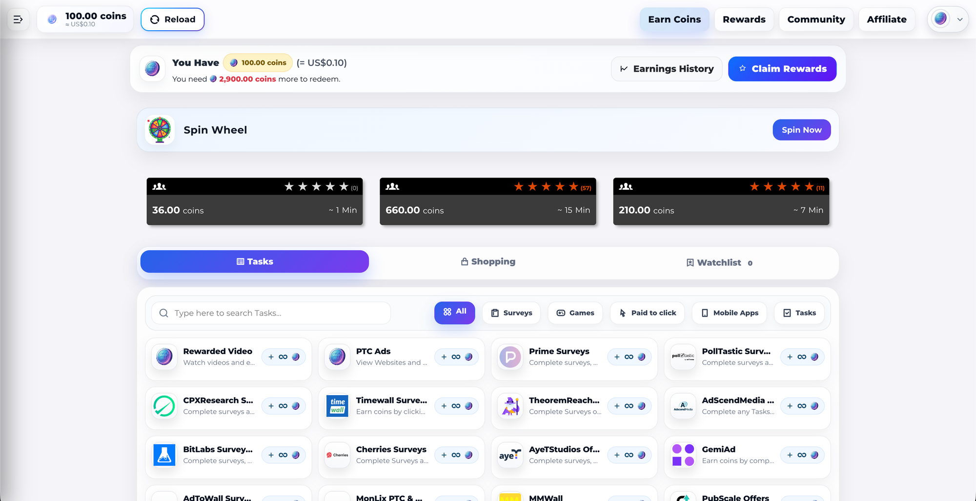 ViewCoins Dashboard Overview