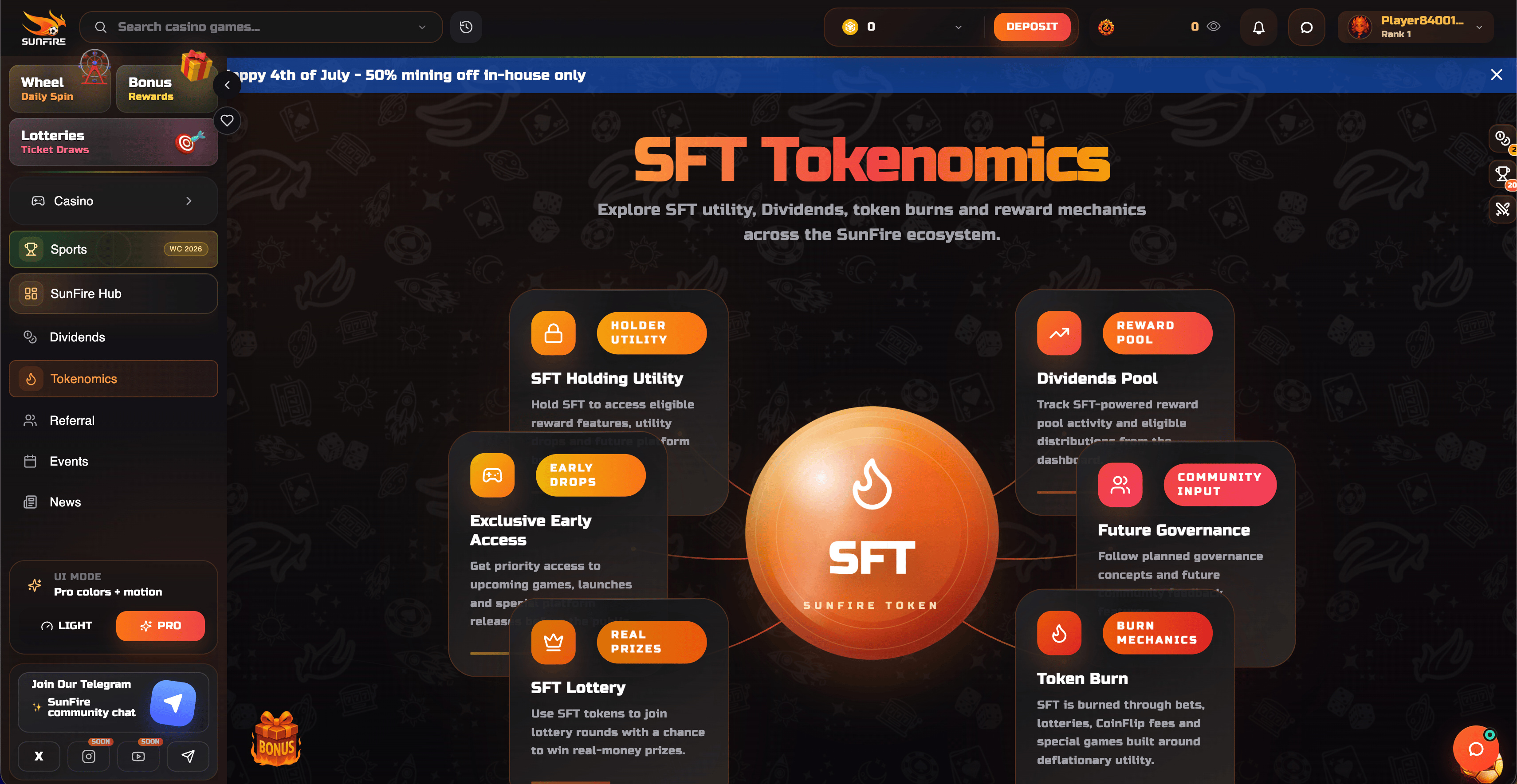 Sunfire SFT Tokenomics Overview